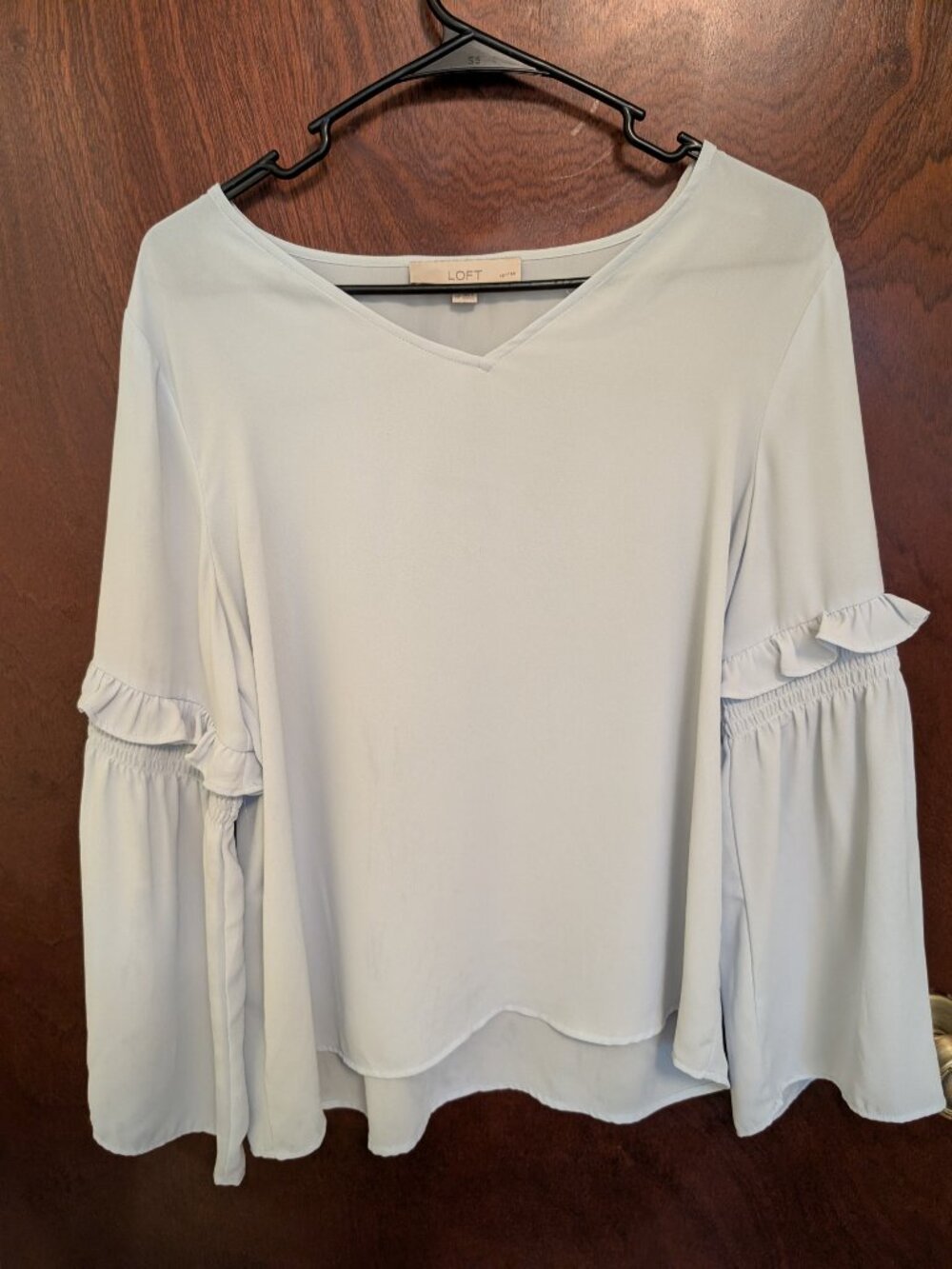 LOFT Longsleeve Bell Sleeve Blouse in Pale Sky Blue